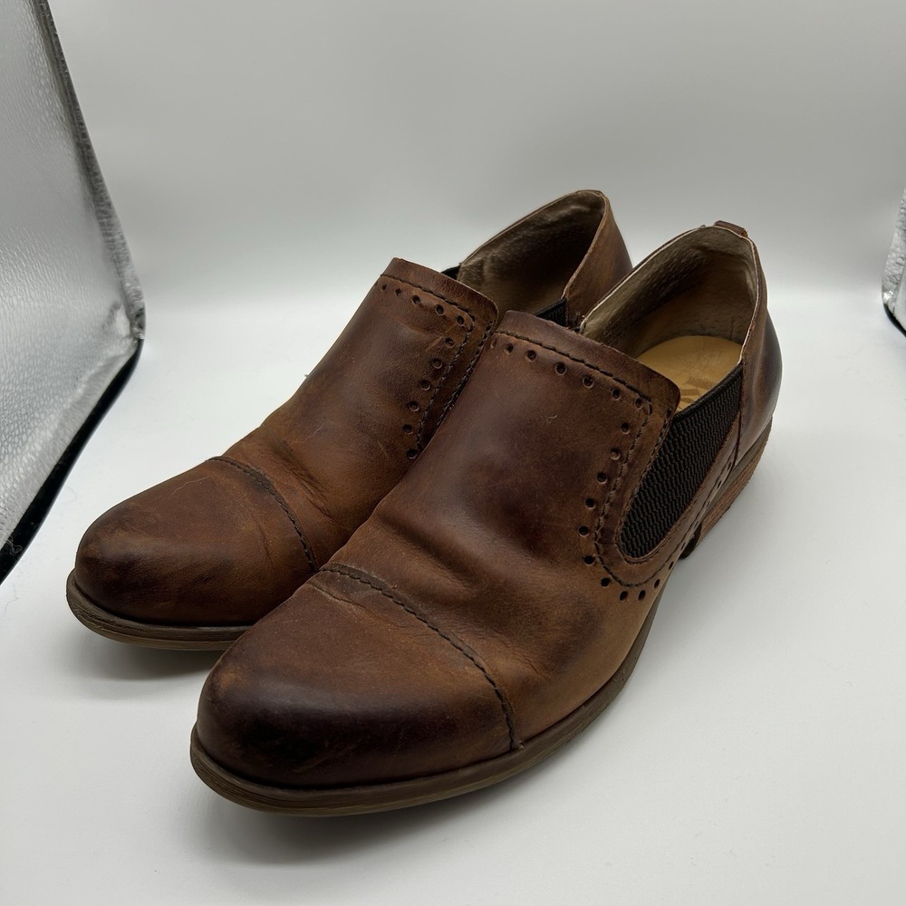 Korks Shoes Womes 7.5M Gertrude Slip On Round Toe Rubber Leather Distressed